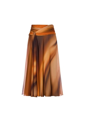 Gradient silk chiffon longuette skirt