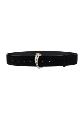 Suede belt with hammered buckle