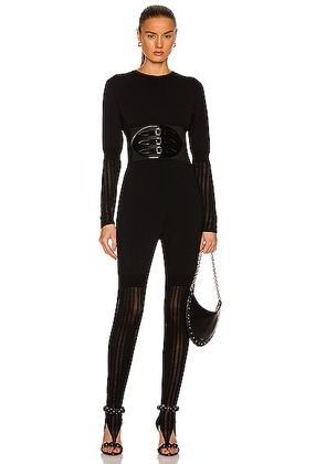 ALAÏA Knit Jumpsuit in Noir - Black. Size 36 (also in 38).