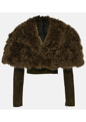 Alaïa Cropped shearling and suede jacket