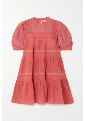 DÔEN - Nerine Embroidered Tiered Cotton-voile Mini Dress - Pink - x small,small,medium,large,x large