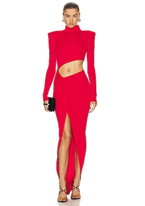 Raisa Vanessa Long Sleeve Cut Out Dress in Red - Red. Size 36 (also in ).