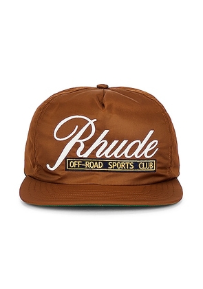 Rhude Sports Club Hat in Camel - Brown. Size all.