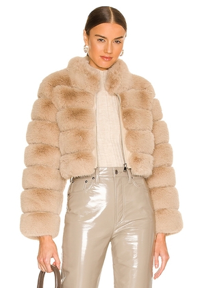 Adrienne Landau Faux Fox Fur Jacket in Beige. Size S.