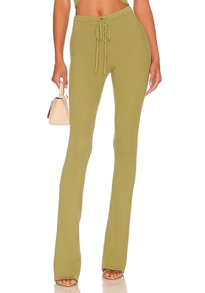 Camila Coelho Artemis Lace Up Knit Pant in Green. Size M, S, XS.