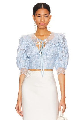 For Love & Lemons Uma Crop Top in Baby Blue. Size XS.