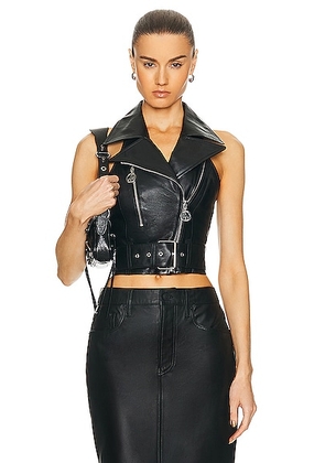 Moschino Jeans Leather Vest in Black - Black. Size 42 (also in ).