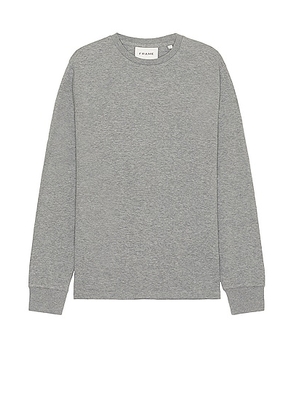 FRAME Duo Fold Long Sleeve Tee in Heather Grey - Grey. Size M (also in ).