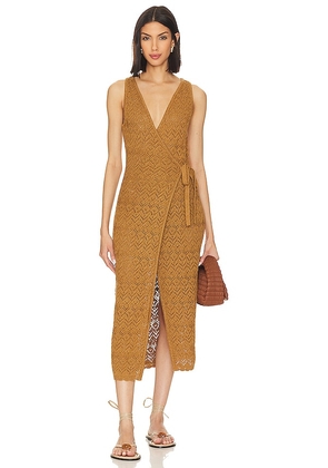 House of Harlow 1960 x REVOLVE Tressa Wrap Midi Knit Dress in Brown. Size L, S, XL.