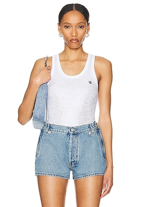 Coperni Crystal Embellished Logo Tank Top in Optic White - White. Size L (also in M, S, XS).