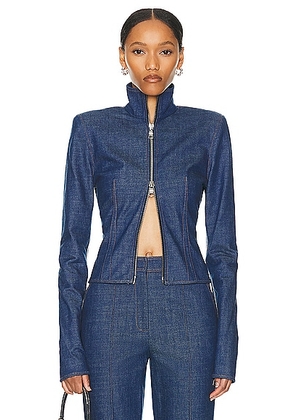 LaQuan Smith Fitted Jacket in Dark Blue - Blue. Size L (also in M, XS).