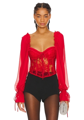 For Love & Lemons Sade Top in Red. Size L, M, XL.