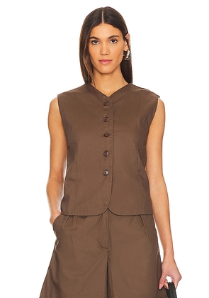 FAITHFULL THE BRAND Delfina Vest in Brown. Size M, S, XL, XS.