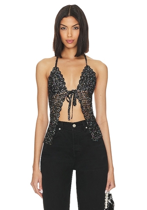 Lovers and Friends Arian Halter Tie Top in Black. Size XXS.