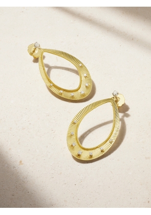 Jenna Blake - Oval Ridge 18-karat Gold Diamond Hoop Earrings - One size