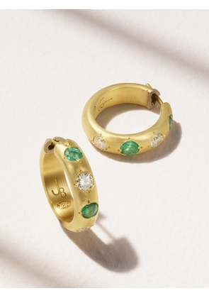 Jenna Blake - 18-karat Gold, Diamond And Emerald Hoop Earrings - Green - One size