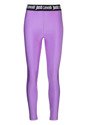 Just Cavalli logo-waistband high-waist leggings - Purple