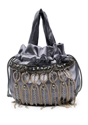 Alberta Ferretti rhinestone-embellished satin bucket bag - Grey