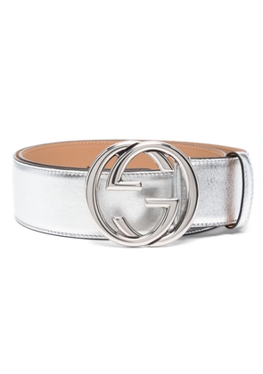 Gucci Interlocking G-buckle leather belt - Silver