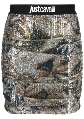 Just Cavalli sequined ruched skirt - Silver