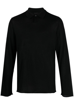 Transit distressed-effect fine-knit polo shirt - Black