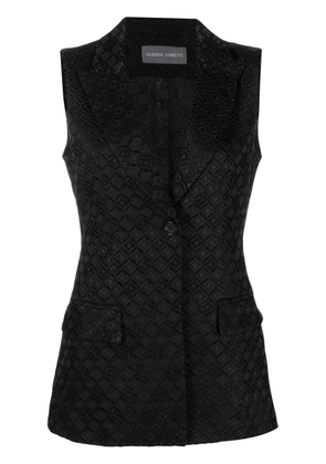 Alberta Ferretti peak-lapel patterned-jacquard vest - Black