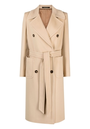 Tagliatore belted wool-blend maxi coat - Neutrals