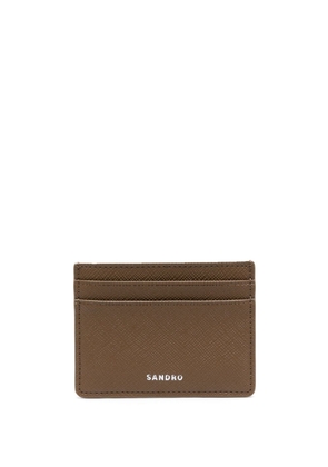SANDRO logo-embossed leather cardholder - Brown
