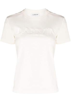 Lanvin logo-embroidered cotton-jersey T-shirt - Neutrals