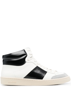 SANDRO panelled high-top leather sneakers - White