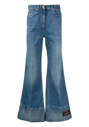 Gucci logo-patch wide-leg jeans - Blue