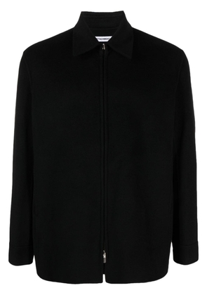 Attachment pointed-collar zip-up jacket - Black