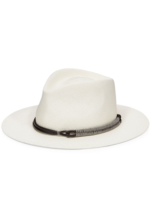 Brunello Cucinelli interwoven-straw fedora hat - White