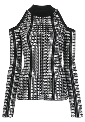 Just Cavalli intarsia-knit logo cut-out jumper - Black