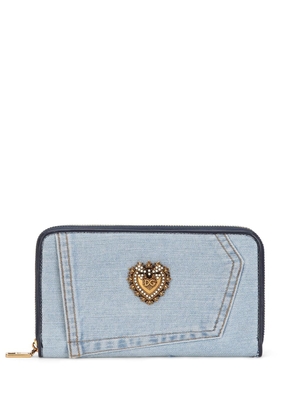 Dolce & Gabbana Devotion patchwork-denim zip-around wallet - Blue