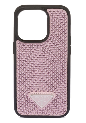 Prada crystal-embellished iPhone 14 Pro case - Pink