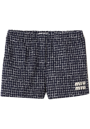 Miu Miu checked tweed mini shorts - Blue