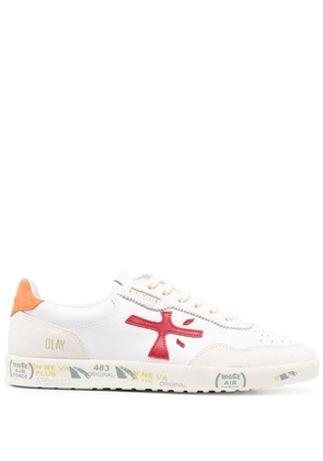 Premiata logo-patch low-top leather sneakers - White