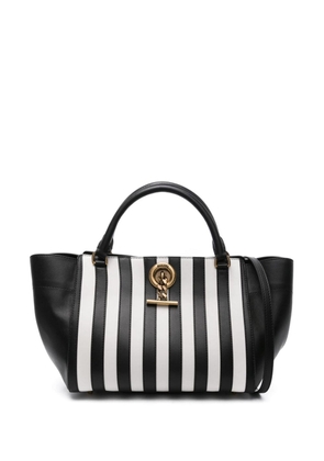 Moschino striped leather tote bag - Black