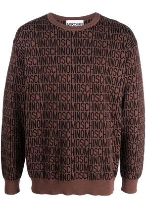 Moschino logo-intarsia virgin-wool sweatshirt - Brown