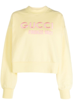 Gucci logo-embroidered cotton sweatshirt - Yellow