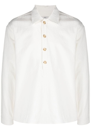 COMMAS slub-texture long-sleeve polo shirt - White