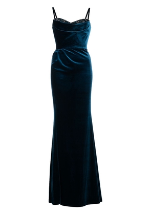 Marchesa Notte cowl-neck velvet gown - Blue