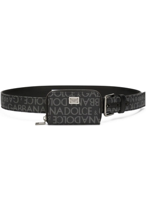 Dolce & Gabbana logo-jacquard buckled belt - Black
