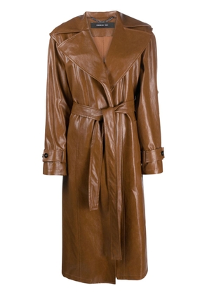 Federica Tosi panelled faux-leather trenchcoat - Brown