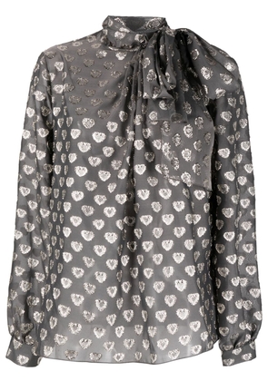 Alberta Ferretti heart-print semi-sheer shirt - Grey