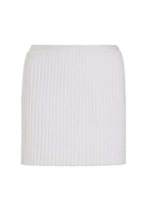 Alexander Wang - Crystal-Embellished Ribbed-Knit Mini Skirt  - White - S - Moda Operandi