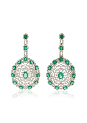 Amrapali - One of a Kind 18K White Gold Emerald & Diamond Blossom Earrings - Green - OS - Moda Operandi - Gifts For Her