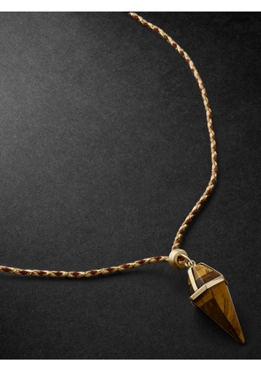 Jacquie Aiche - Gold, Tiger's Eye and Cord Pendant Necklace - Men - Brown