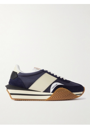 TOM FORD - James Rubber-Trimmed Suede, Nylon and Leather Sneakers - Men - Blue - UK 6